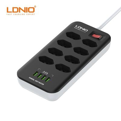 China LDNIO SBR8412 Residential / General Purpose Brazilian Socket with 8 AC Outlets, Switch Controls and 4 USB for Phone Charging for sale