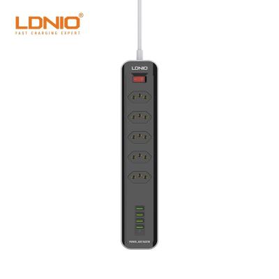 China LDNIO SBR5411 Brazilian Residential/General Purpose Power Socket With 5 Outlet Power Strip With Independent Switch USB Power Socket With 4 USB Ports for sale