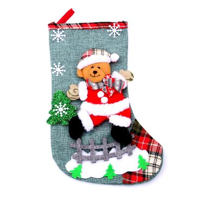 China Classic Plush Stuffed Christmas Stockings Can Be Filled With Gifts Candy Toys Christmas Tree Decoration Hanging Stockings for sale