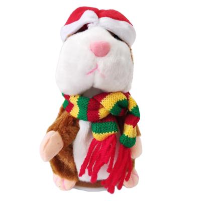 China Wholesale Talking Plush Hamster Toy Custom Lovely Toy With Christmas Hat And Scarf Lovely Plush Christmas Stuffed And Plush Toy for sale