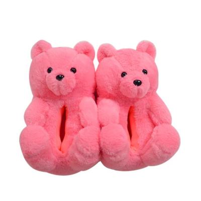 China Various Styles 2021 Plush Pink Teddy Bear Slippers Indoor Soft Shoes Wholesale Colorful Home Slides Fashion Creative Slippers for sale