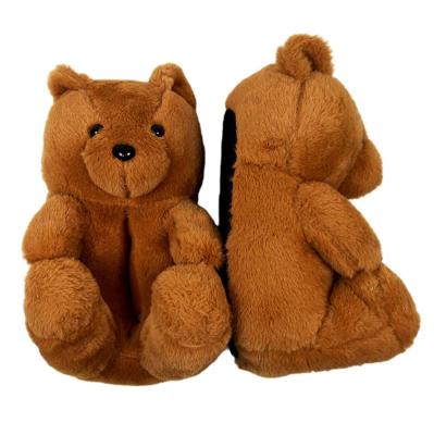 China Wholesale Plush Cheap Fashion Ready To Ship Indoor Teddy Bear Slippers Bedroom Animal Slippers Brown Bear Fluffy Slippers for sale