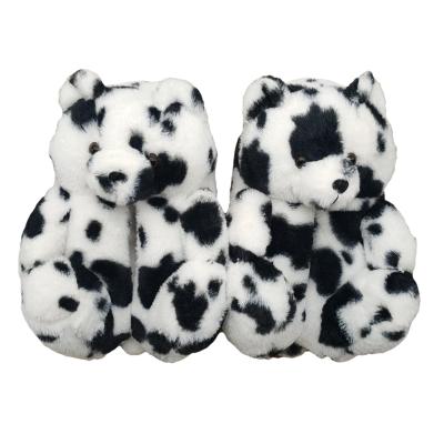 China Plush 22 Colors For New Designer Options Cheap Black White Bear Slippers Popular Indoor Shoes Household Animal Plush Slipper for sale