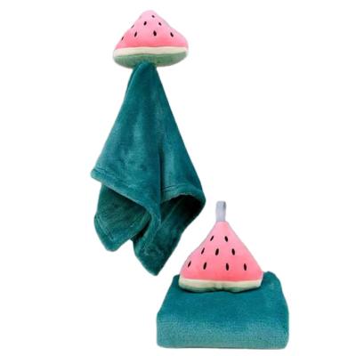 China Hot Selling Popular Toy Cute Animals Comfort Watermelon Plush Baby Soft Elastic Stuffed Towel Gently Soothe Newborn Baby Dolls Toy for sale