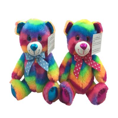 China Valentine's Day Gift Hot Sale Colorful Rainbow Soft Plush Toy Teddy Bear for sale