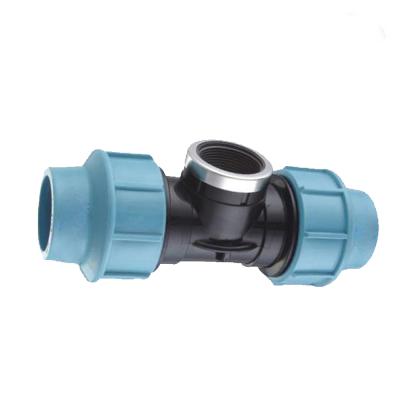 China PP Female Compression Fittings HDPE High Pressure Compression Pipe Fittings PN 16 PP Tee Equal for sale