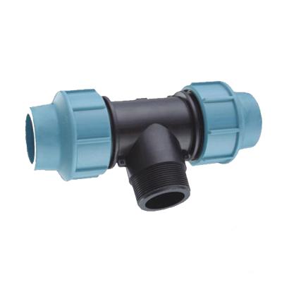 China PP Male Compression Fittings PN 16 High Pressure HDPE Compression Pipe Fittings PP Tee Equal for sale