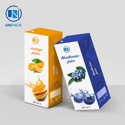 China UNIPACK Aseptic milk Brick Carton Box Customized Logo Industrial Packing Board Color Printing for beverage filling box for sale