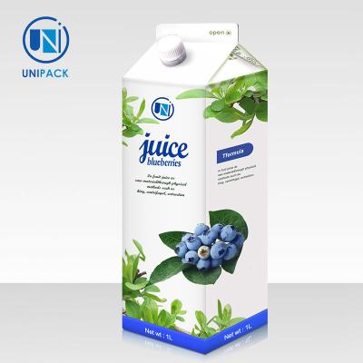 China Unipack Design Brick Carton Box Packaging Juice Packing Carton Box With Gable Top Custom for sale