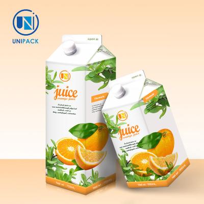 China Unipack Paper milk carton boxes Packaging Box Milk And Juice Carton Gable Top Carton for sale