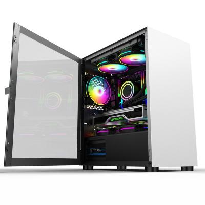 China With Fan Open Door Computer Case ATX/M-ATX Panel PC Computer Case ATX Gaming Computer Acrylic Glass Chassis for sale