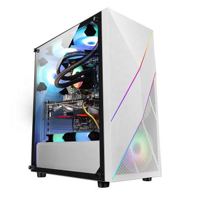 China With Fan Bars Hotsale Normal Transparent Tempered Glass RGB Computer Both Cases And Towers With 6 RGB Fans for sale