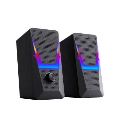 China Portable USB LED Light 2.0 Channel Laptop Speaker Stereo Subwoofer 2.0 Multimedia Speaker With RGB Lighting for sale