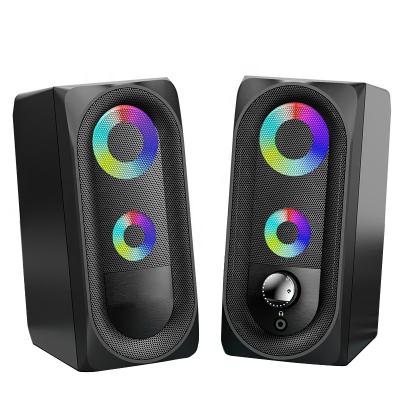 China No LED Light Colorful PC Wired Gaming Speaker 2.0 USB Powered For Computer Smart Phone Desktop Laptop for sale