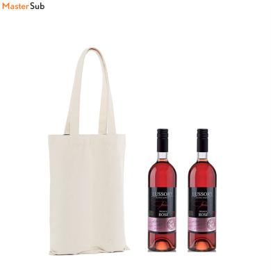 China Blank thermal wholesale sublimation canvas wine bag with packaging for double wine, .blank for sublimation wine bags for sale