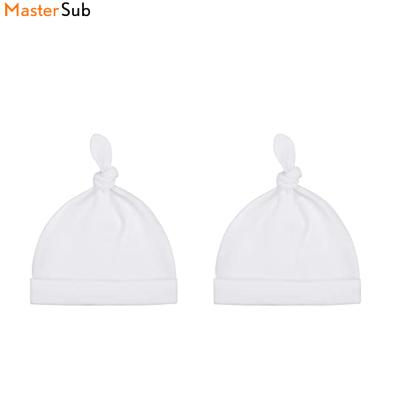 China breathable & Baby White Blank Waterproof Sublimation Beanie Hat Knotted For Newborn for sale