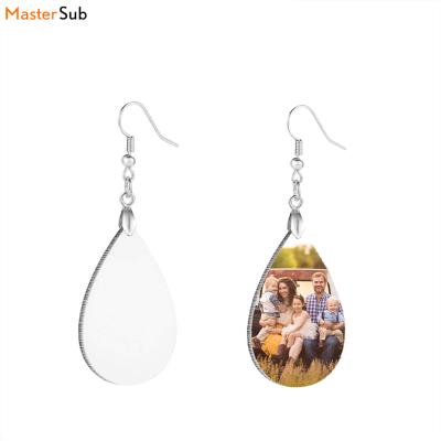 China Cute Sublimation Masks Unfinished Wood Earrings Teardrop Earring Pendant With Earring Hooks, DIY Sublimation Blanks for sale