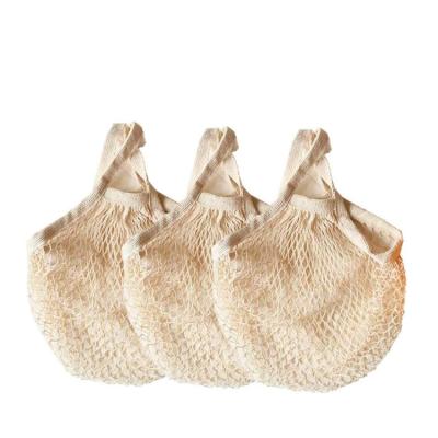 China Manufacturer Handled Reusable Cotton Mesh Grocery Bags, cotton string bags, net shopping bag Mesh Bags Pack of 3 for sale