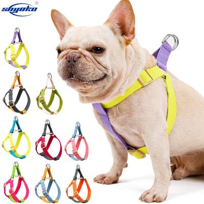 China Customized Accept Contrast High Quality Nylon Color Adjustable Harness Customization Dog Pet Vest Harness for sale