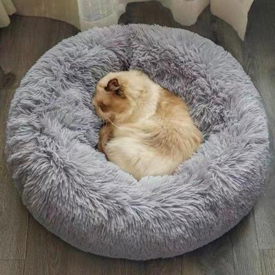 China Wholesale Washable Custom Made Luxury Soft Plush Donut Pet Cat Dog Bed Cushion Sofa Warm Stocked Pet Beds for sale