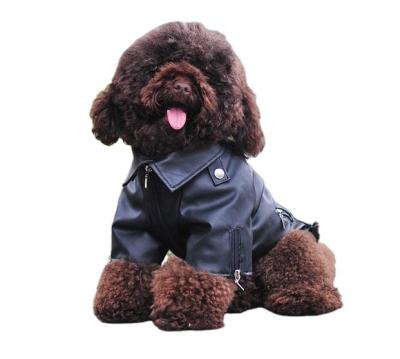 China Cool Design Durable Pu Leather Faux Quality Dog Jacket for sale