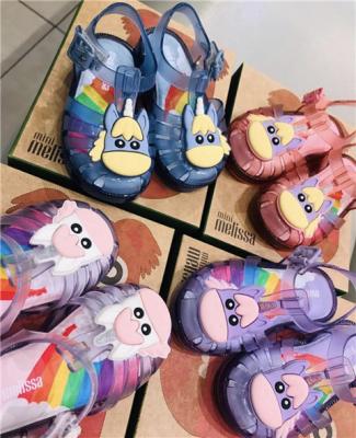 China Melissa Unicorn Baotou Wholesale New Children's Waterproof PVC Jelly Shoes Girls' Shoes Baby Beach Sandals Hollow-out for sale