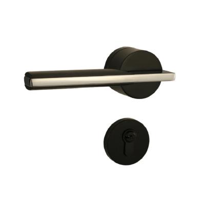 China Modern Hot Sales Exquisite Matt Black+Chrome Zinc Alloy Lock For Doors For Family for sale