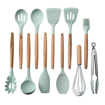 China Sustainable 12 Pieces In 1 Kitchen Gadgets Set Tools Stand Up Kitchenware Soft Silicone Cookware Set for sale