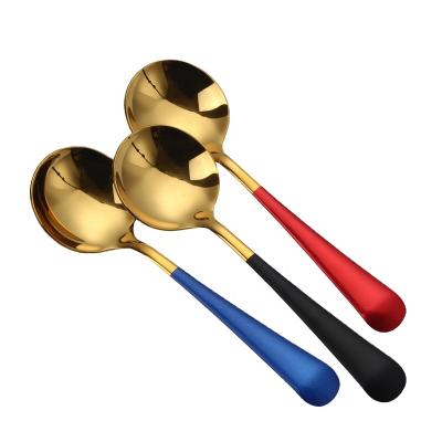 China Baby Milk Tea Dessert Spoon Viable Short Handle Children's Spoon Flatware Stainless Steel Spoon Customized Logo for sale