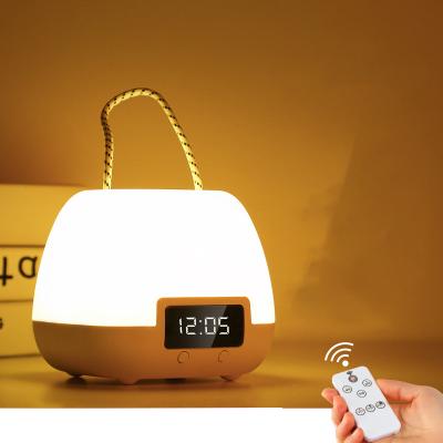 China Contemporary Hot Selling Baby Room Night Light Nursery White Noise Machine Sound Wall Led Sleep Lamp Warm Small Desk Lamp With Clock for sale