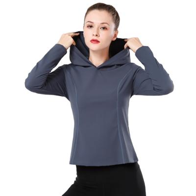 China New Sports Jacket Breathable Hot Selling Women Knit Slim Fit Hooded Round Neck Long Sleeve Sports Jacket for sale