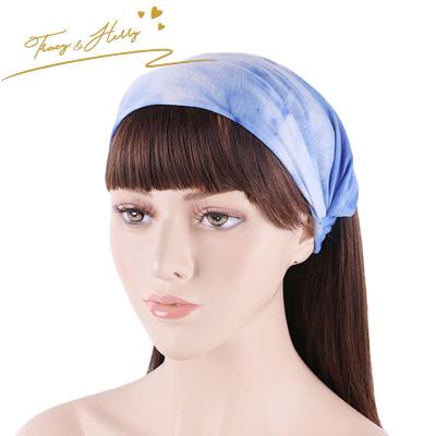 China New Tracy and Herry Tie Dye Sweatband Women's Wide Headband Yoga Headband Antiperspirant Hair Band Elastic for sale