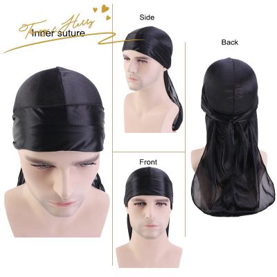 China Multifunctional Tracy And Herry's European And American Popular Silk Hat Cloak Hat Long Tail Pirate Silky Hip Hop Imitation Silky Durag Muslim Scarf for sale