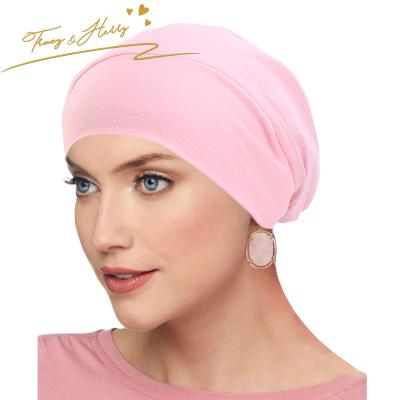 China DecorateÂ   Tracy and Herry's Popular European and American Bamboo Hair Hat Satin Lining Night Hat Cotton Turban Cotton Stretch Fiber Islamic Hat for sale