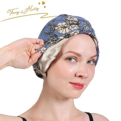 China The Tracy&Herry style satin lining chemotherapy night Islamic hat new winter European and American style hat double layer Lady elegant warm Hair Bonnet for sale