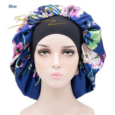 China Newest Tracy and Herry decoration Double-layer printed satin nightcap elastic wide brim hat fashion adult accessories for woman for sale