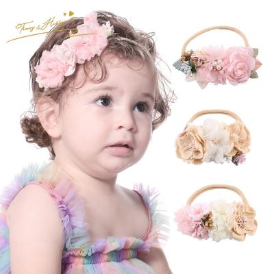 China Elastic Hair Decoration Children's Flower Hair Band Headband Gift Set Baby European and American Polyester Garland Hair Accessory for sale