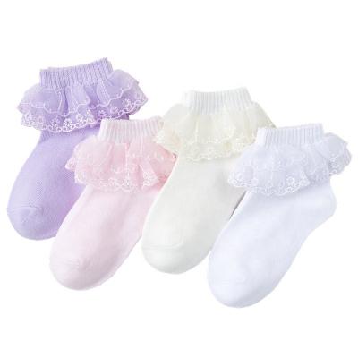 China QUICK DRY white socks lace girls spring and autumn cotton socks medium tube latin princess dance socks for sale