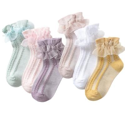 China Girl's Double Layer Lace QUICK DRY Socks Spring Autumn Summer Little Girl Princess Dance Socks Baby Pure Cotton Socks for sale