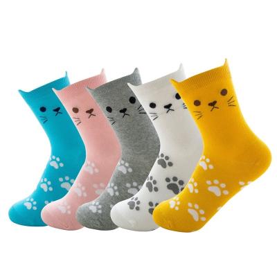 China Funny Cute Three-Dimensional Medium Tube Socks Female Cat Socks Cotton Ear Socks for sale