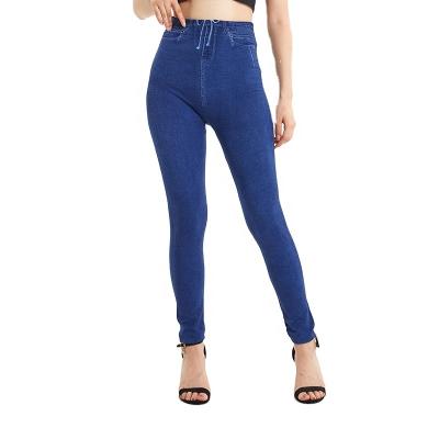 China 2023 Autumn Denim Leggings Women's Antibacterial Spring And Seamless Tight Elastic Printed Tops Outwear Cropped Pants for sale