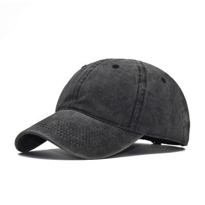 China Vintage Retro 6 Panel Distressed Stone Denim Hat Blank Single Men Casual Sport Baseball Cap Dad Hat For Kids for sale