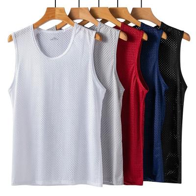 China Men's White Tank Tops Mesh Breathable Cool Vest Quick-Drying Gym Tank Tops Fitness Mesh Training Vest QUICK-DRY for sale