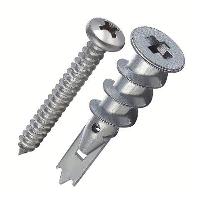 China Dry wall cavity wall bolt anchor with screw m4*32 drywall expansion tube plastic ribbed wall anchors for sale