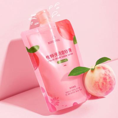 China BISUTANG Foaming Body Scrub Organic Brightening Ssea Salt Peach Drunk Bubble Scrub for sale