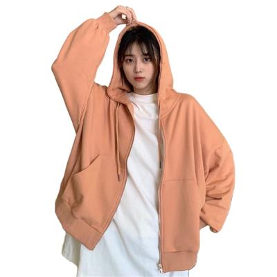 China Anti-Wrinkle Zip Up Oversized Sweatshirt Spring Autumn Jacket Clothes Women Hoodie Plus Size Vintage Pockets Long Sleeve Girls Hoodies New for sale