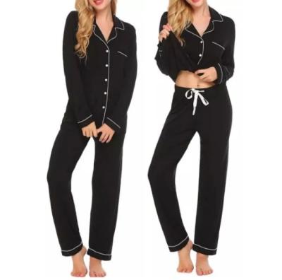 China QUICK DRY Custom Bamboo Pajamas Womens Super Comfy Solid 2 Piece Pajamas Set for sale