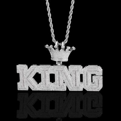 China New Design Hip Hop Alphabet Zircon Pendant Necklaces Hip Hop Women Men Crown Golden Chain Necklace for sale