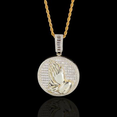 China Hiphop custom iced out hiphop round shape pendant charms chain pendant for sale