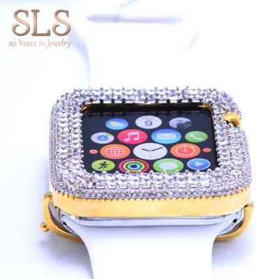 China Bling Diamond Rhinestone Case Protective For Apple Metal 925 Sterling Silver Luxury Hard Watch Cover Maker Accessory for sale